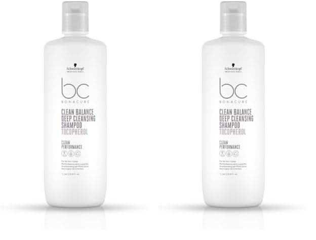 Schwarzkopf Professional Bonacure Clean Balance Deep Cleansing Shampoo with Tocopherol For All Hair Types 1L Pack of 2