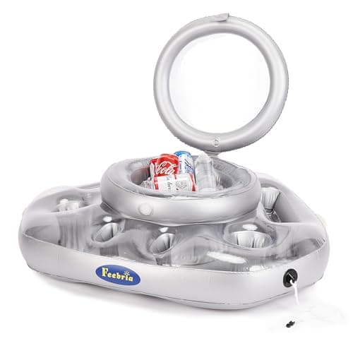 FEEBRIA Pool CoolerFloating CoolerInflatable Cooler for Swimming Boating Tubing Bbqs and More
