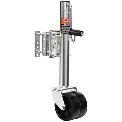 YOMILINK 2000 lbs Trailer Jack with Dual Wheel, Heavy Duty Swivel Boat Jack, 12" Lift, Bolt-on Tongue Trailer Jacks for RV Boat Trailers, Black