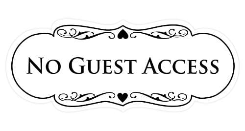 All Quality Designer No Guest Access Wall or Door Sign - White - Large (1 Pack)