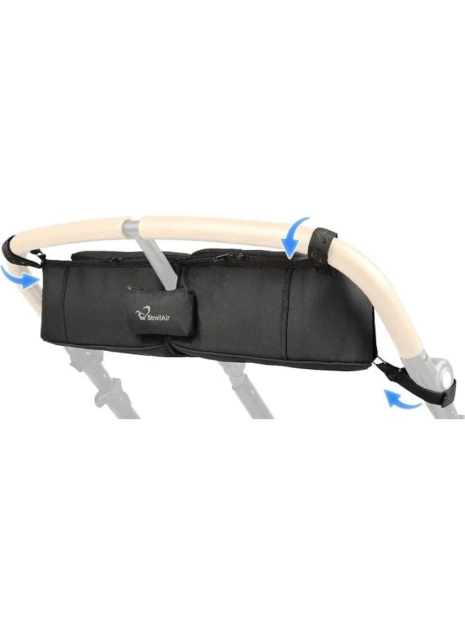 StrollAir - Universal Best Double Parent Stroller Organizer Caddy Insulated Cup Holder Console