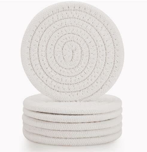 ABenkle Woven Coasters for Drinks Set of 6 Boho Absorbent Drinking Coaster 43 Inch Perfect Housewarming Gift Home Decor Bar Essentials for Coffee Table