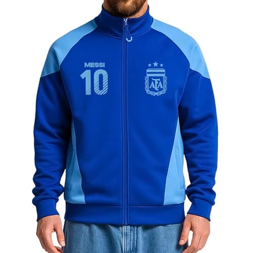 Icon Sports Officially Licensed Argentine Football Association Lionel Messi Track Jacket - Unisex Adult - AFA087TJ Blue S