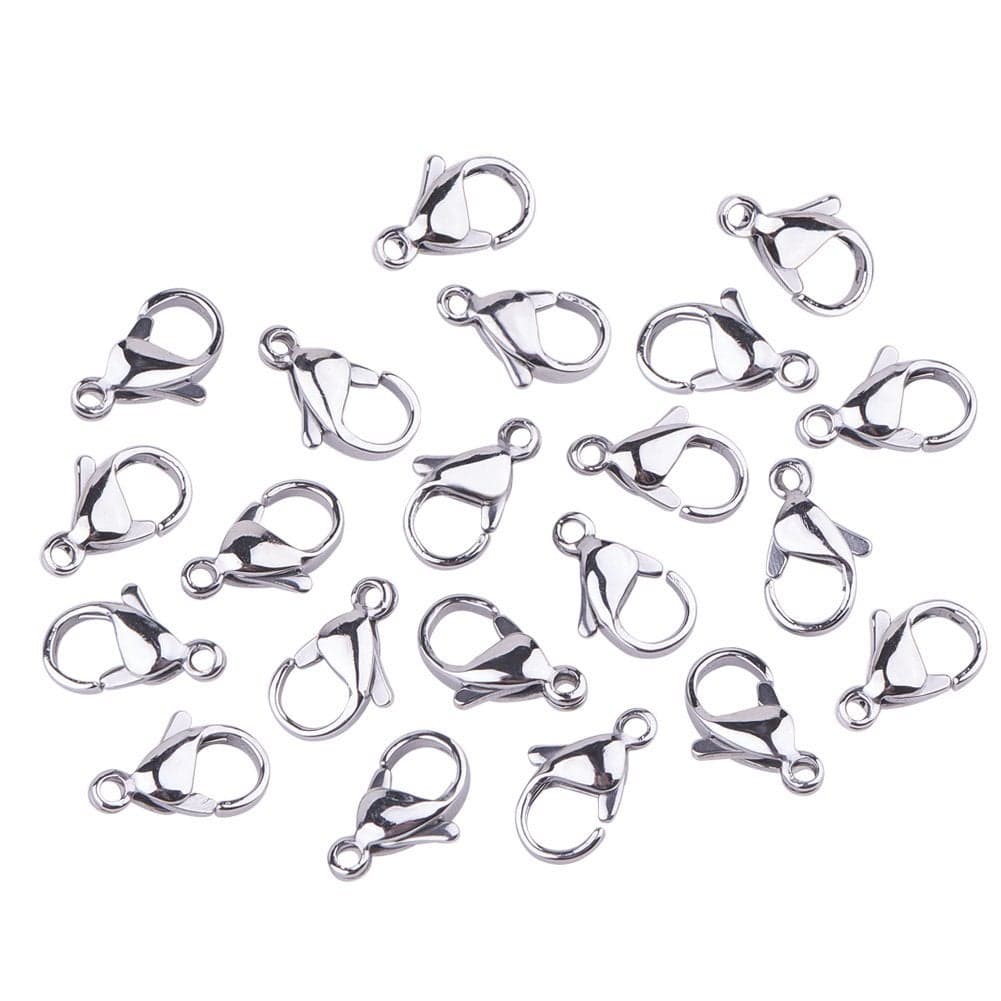 PH PandaHall 100pcs Lobster Claw Clasps Grade A 304 Stainless Steel Jewelry Lobster Clasp Fastener Hook Clasps for Necklaces Bracelet Jewelry Making 12x7mm