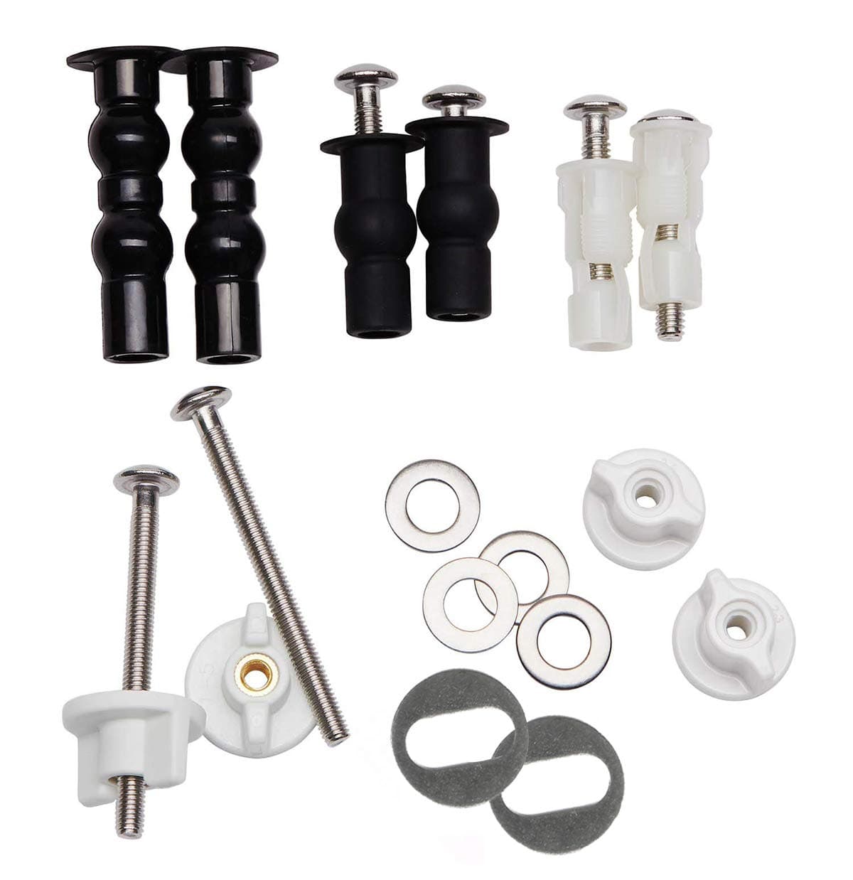 Hibbent Universal Toilet Seats Screws and Bolts Metal Toilet Seat Hinges Bolt Screws with Fixings Expanding Rubber Toilet Seat Replacement Parts Kit5 Choices