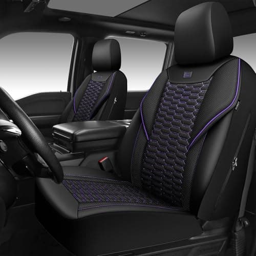 CAR PASS 3D Foam Mesh Leather Car Seat Covers Front SeatsBreathable Mesh Front Seat Covers for WomenUniversal Fit for Cars SUV Truck Sedan Van AutomotiveArmrest Airbag CompatibleBlack and Purple