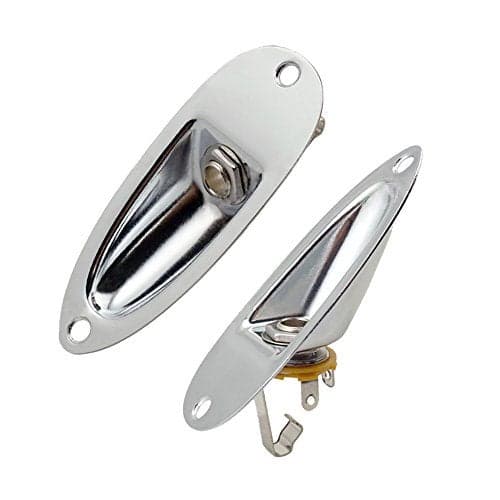 2pcs Boat Style 1/4" Loaded Guitar Pickup Output Jack Plug Socket plate and Screws ferrule for Fender Strat Stratocater Style Electric Guitar(Chrome)