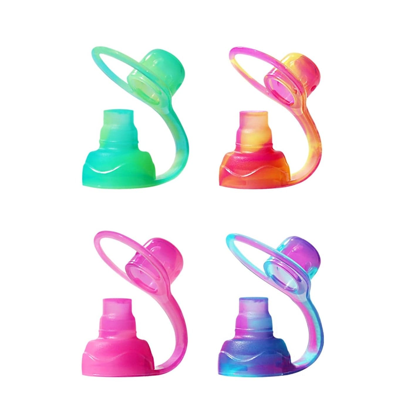 ChooMee SoftSip Food Pouch Top Baby Led Weaning No Spill Flow Control Valve Protects Childs Mouth 100 Silicone BPA Free Swirl Colors 4 CT