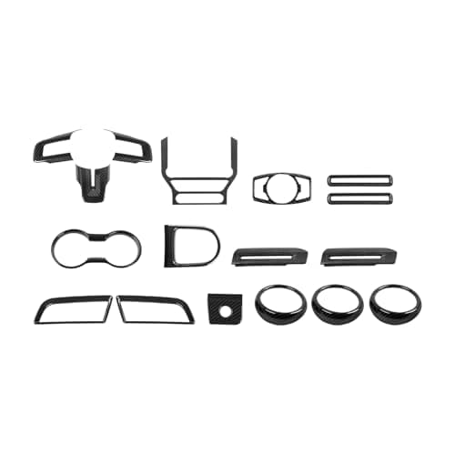 RT-TCZ 17PCS Carbon Fiber Interior Trim Kit Cover Center Console Decoration Interior Accessories for Ford Mustang 2015 2016 2017 2018 2019 2020 2021 2022 2023