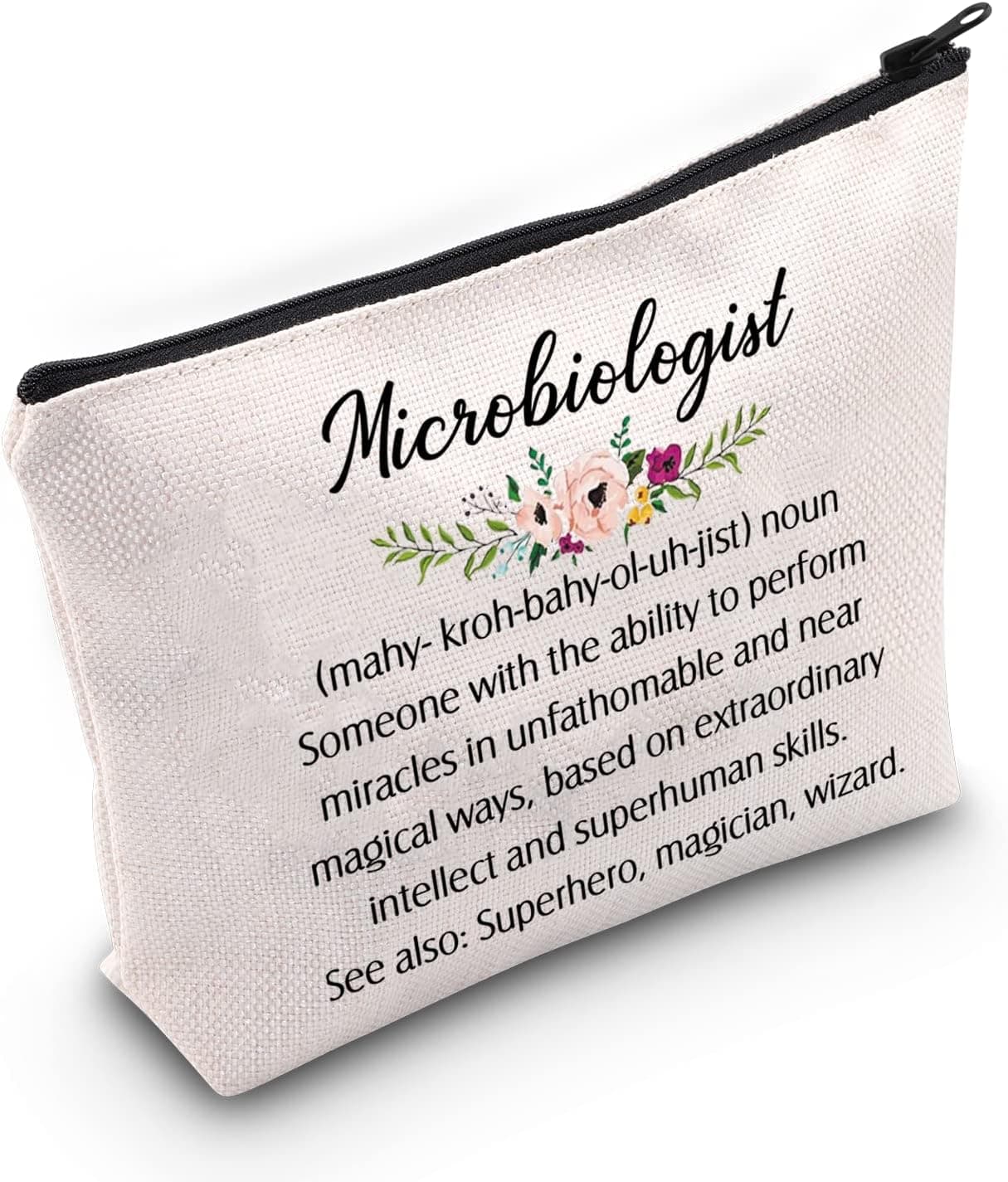 G2TUP Microbiologist Gift Microbiologist Definition Makeup Bag Microbiology Cosmetic Bag Lab Tech Gift Biology Teacher Gift Science Graduation Gift (Microbiologist Definition White Bag)