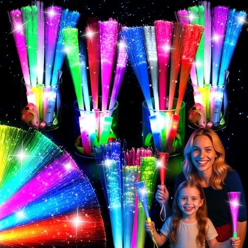 LovesTown 12PCS Glow Sticks Party Supplies 3 Modes Colorful Flashing LED Light Up Sticks Glow in the Dark Toys Fiber Optic Wand for Kids Easter Party Favors Wedding Birthday