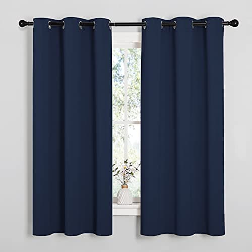 NICETOWN Light Blocking Thermal Insulated Solid Grommet Top Blackout Curtains/Drapes/Panels for Kid's Room (Navy, 1 Pair, 42 x 63 Inch)