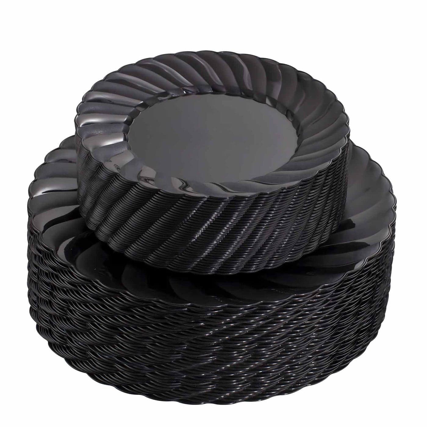 UQE 100PCS Black Plastic Plates Heavy Duty Black Disposable Plates Including 50PCS 9inch Dinner Plates 50PCS 65inch Dessert Plates Hard Plastic Plates for Party Wedding Bridal Shower