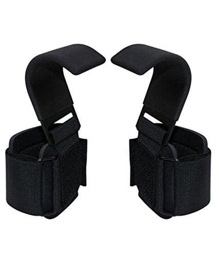 Kobo Power Weight Lifting Training Gym Straps Hook Bar with Padded Wrist Support (Black)