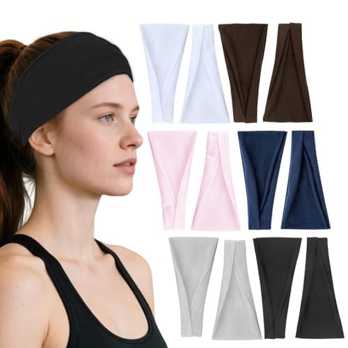 Headbands for Women, 12PCS Wide Stretchy Sports Hair Bands, Elastic Soft Fashion Head Bands, Non-Slip Running Sweatbands for Fashion, Washing Face, Workouts, Yoga, Daily Use