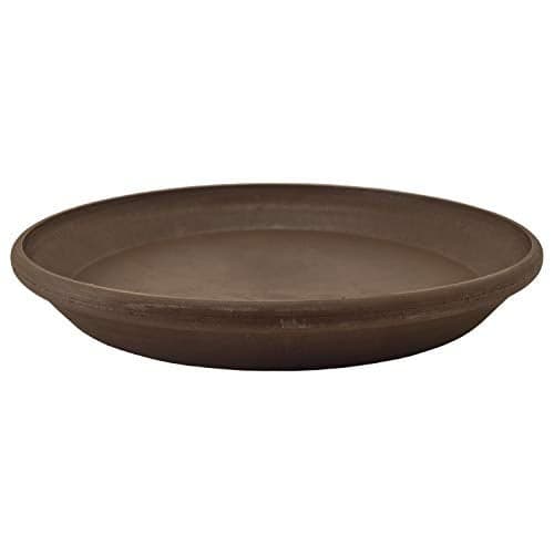 PSW Pot Collection AP35C 14-inch Plastic/Stone/Wood Composite Plant Saucer Drip Tray – No Drainage Hole (Drillable), Indoor/Outer Water Tray, Chocolate