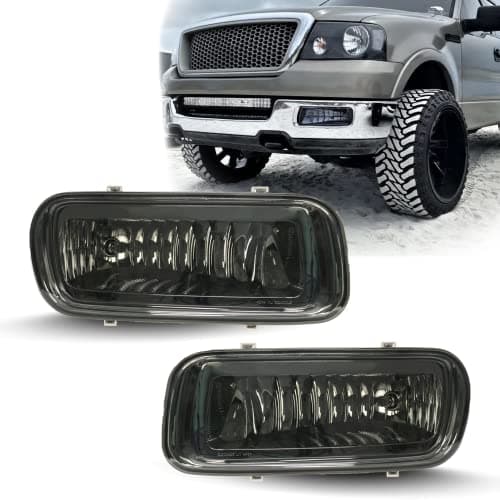 SPIEGEER Fog Lights Assembly for 2004 2005 2006 Ford F150 Replacement Fog Lamps Kit for 2006 Lincoln Mark LT Base with H10 12V 42W Halogen Bulb Smoke Lens