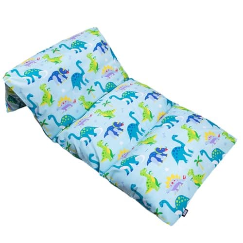 Wildkin Kids Pillowcase Lounger Cover TravelFriendly Sleepover Lounger Fits Standard Pillows Pillows Not Included Soft Cotton Blend Fun Patterns for Boys Girls Dinosaur Land