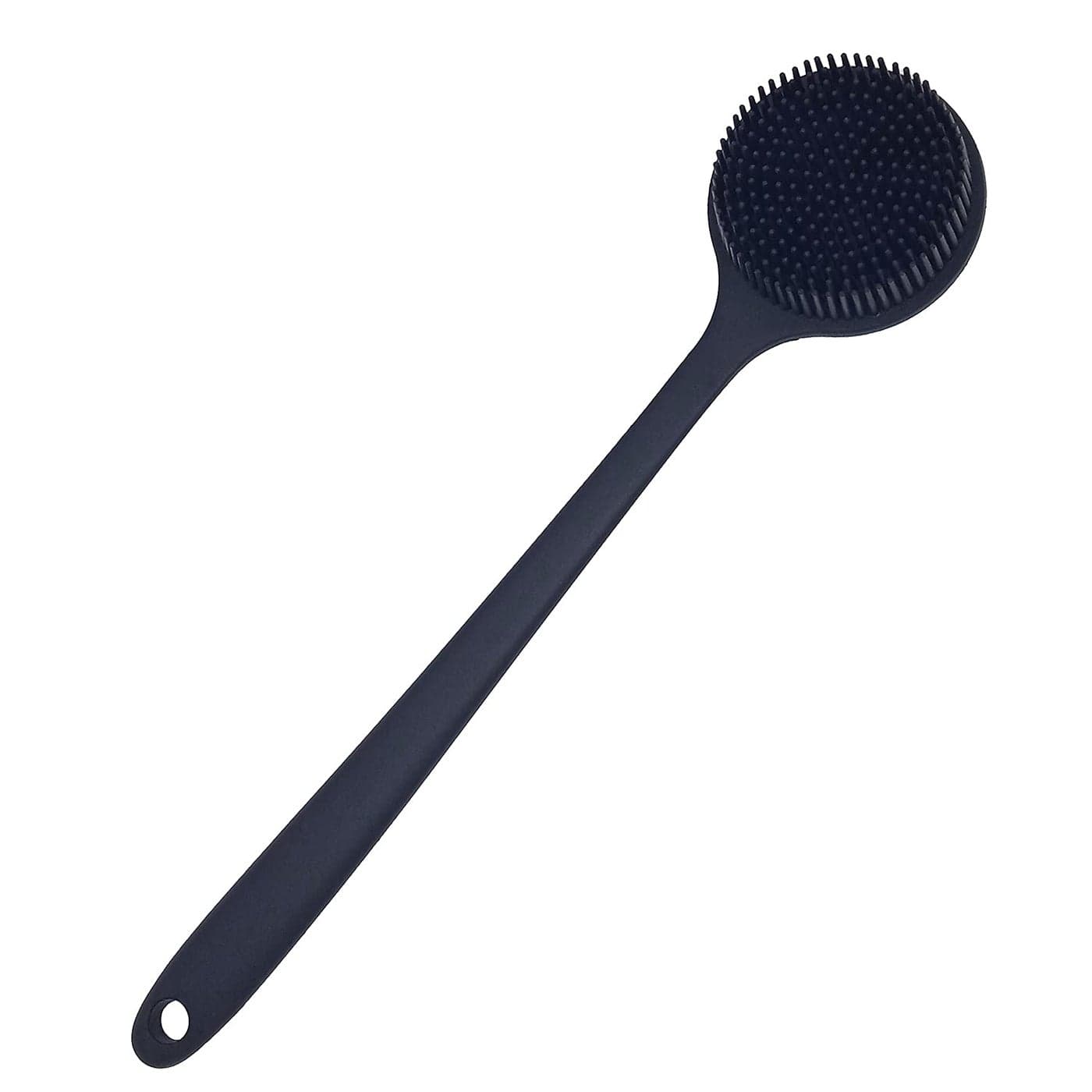 DNC Back Scrubber for Shower Soft Silicone Bath Body Brush with Long Handle Black
