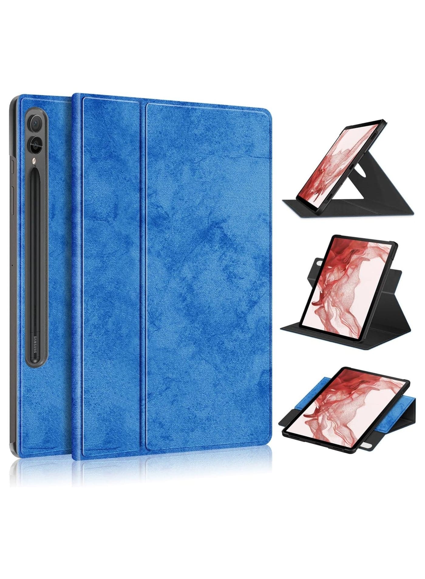 Tablet Case Compatible Samsung Galaxy Tab S10 Plus/S10+ 12.4-inch (2024), 360° Swivel Support Leather Case, Colour Print Pattern PU Leather Smart Case with Pen Slot