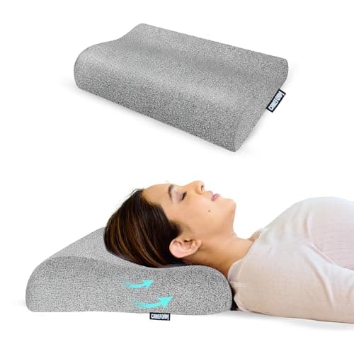 CareFoam Memory Foam Cervical Neck Pillow | 2 Years Warranty | Pain Relief Sleep, Improves Posture Spinal Alignment, Neck Pain Relief | 23 x 14 x 4.5 Inch | Black Melange Cover | Pack of 1