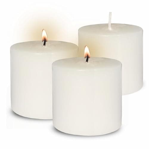 Pure Source India Wax Scented Pillar Candles Smokeless & Dripless (Jasmine - White) Set of 3