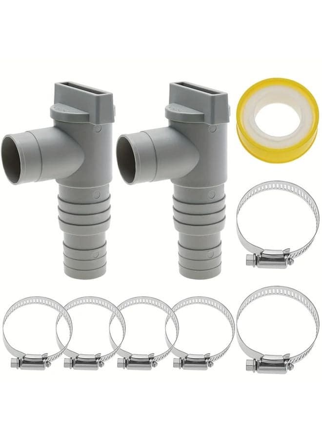 9 PCS Pool End Valve Kit With 6 Clamps And Tape For 32mm Hose