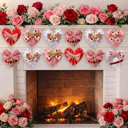 Breling 12 Pieces Valentine's Day Red Felt Heart Ornaments for Tree 3.54 Inch Valentines Heart Hanging Decorations Small Red Bow Hanging Decoration for Valentines Wedding Anniversary Decor DIY Crafts