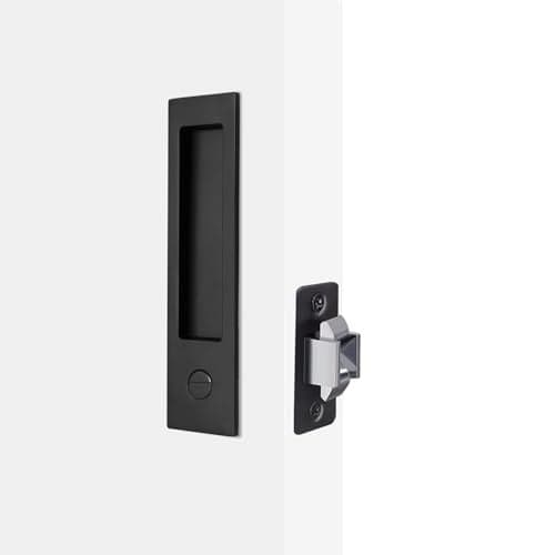Dontay Pocket Door Handle Modern Rectangular Keyed Entry Function BedBath Pull Latch Recessed Sliding Door Hardware for 1 38 to 2 316 Thickness Privacy Lock Matte Black 2 Pack