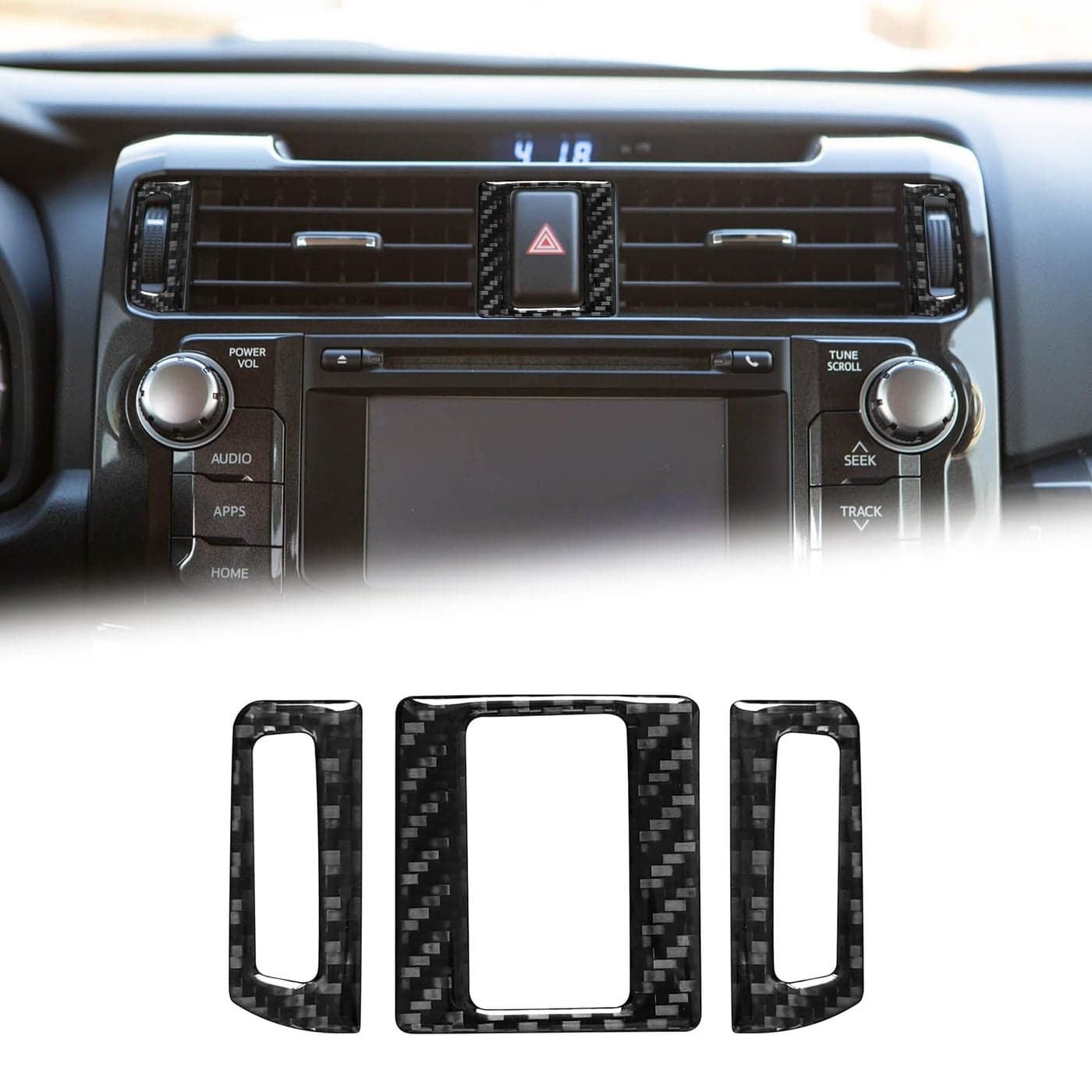 BLAKAYA Compatible with Carbon Fiber Center Console Dashboard Air Outlet Panel Interior Accessories for Toyota 4Runner SUV 20102024 3PCS Black