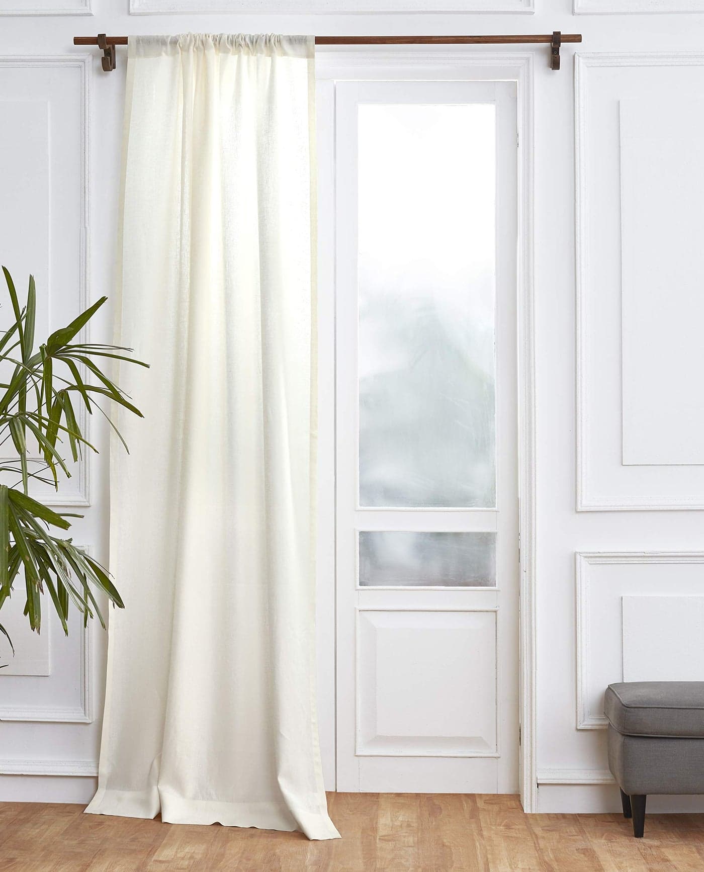 Solino Home Ivory Linen Curtain 52 x 96 Inch Light Filtering Rod Pocket Curtain 96 Inch 100 Pure Linen European Flax Window Treatment Panel for Living Room Bedroom