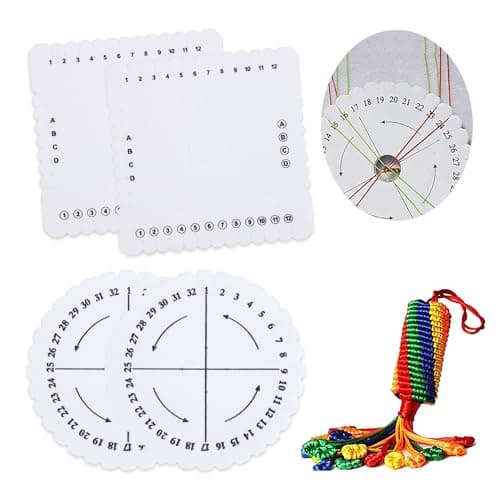 Comidox 4Pcs Kumihimo Disk Braiding Wheel Lightweight & Convenient Friendship Bracelet Disc Square & Round Kumihimo Supplies for Beading & Bracelet Weaving Kit DIY