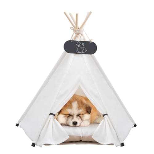 Mooipet Pet Teepee Tent for Dogs & Cats Dog Bed with Thick Cushion Puppies Play House Removable and Washable