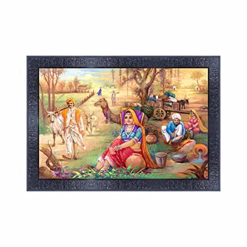 pnf Poster And Frames Rajasthani Art Wooden Photo Frame With Acrylic Sheet | For Living Room, Bedroom | Home Decoration Item | Best Gifting Option (10 * 14inch,Multicolour,Synthetic) 18407