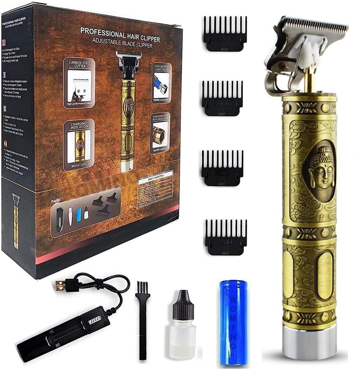 ANGENIL Rechargeable Trimmer Men - Professional Hair Tremor for Men & Beard - Cordless Body & Pubic Hair Trimmer for Man - Buddha Trimmer for Salon & Home Grooming (Yellow)