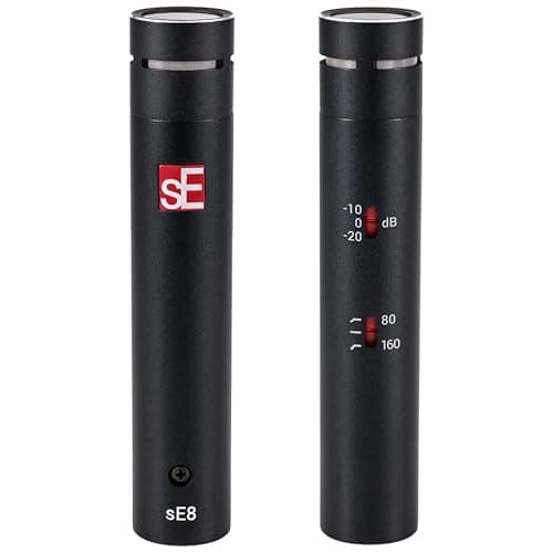 SE ELECTRONICS sE8 XLR Small Diaphragm Condenser Microphones Matched Pair with Mounting Bar Case Handcrafted Professional Instrument Microphone for Drums Guitar in Studio or on Stage