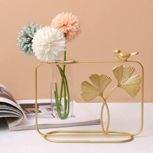 CraftVatika Flower Vase Decorative Items for Home, Gift Items for Home Decor,Propagation Station Test Tube Flower Vase with Metal Frame Test Tube Glass Item Bedroom Office Living Room Decoration
