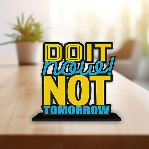 Artvibes Wooden Idols and Figurine Do It Now Not Tomorrow Quotes Table Decor for Office Desk Alphabet Showpiece | Home Decoration | Living Room | Modern Gifting Item (Sp_1155)