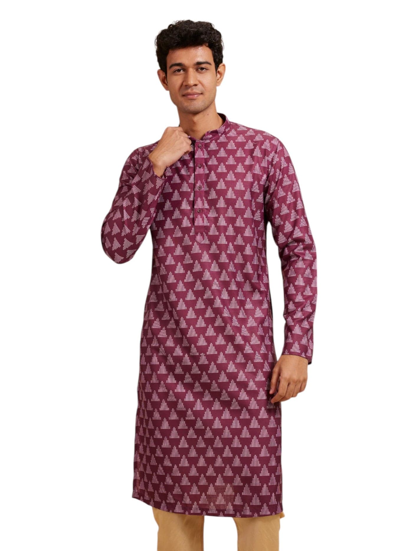 DIWAS BY MANYAVAR Men's Cotton Blend Printed Kurta (Purple,XXXL)