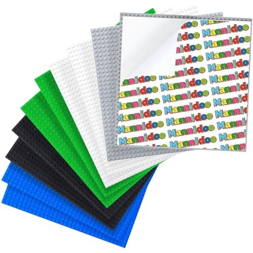 MANNIDOO PeelandStick Baseplates 10 Packs 10 x 10 Classic Adhesive Building Base Plates for Activity Tables Tops and Walls Compatible with All Major Brands GreyGreenWhiteBlackBlue