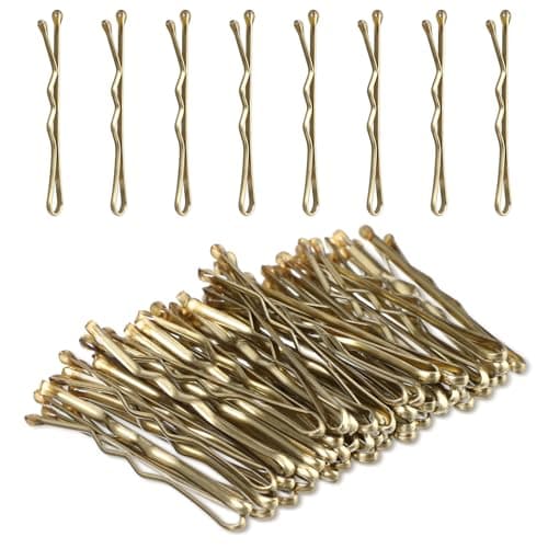 Amabro Mini Bobby Pins 50PCS 137 Inch Small Wavy Hair Pins Metal Hair Clip Hairpins for Women Gilr Kids Buns Long Straight Curly Hair All Hair TypesGold