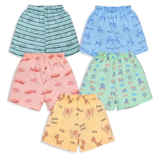 LuvLap Baby Boys & Baby Girls Pack of 5 Regular Shorts 100% Cotton, XXL (18 to 24 Months)