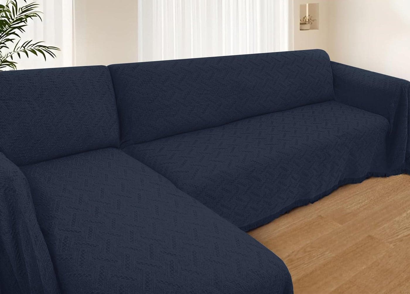 HOMERILLA Sectional Couch Covers for Sectional Sofa L Shaped Sofa Cover Blanket 2 Pieces L Shape Furniture Protector for Pets Dogs(Midnight Blue, X-Large)