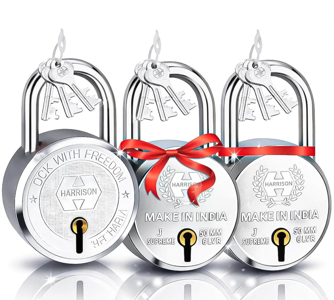 Harrison Padlocks Buy 1 Get 2 Free/ 1 Square Padlock 60mm 0673 with 2 Round Padlock 50mm 0656/padlock, Padlocks, Locks for Home, Locks for Main Door H0090