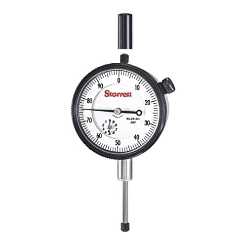 Starrett 25 Series Dial Indicator with Bearings and Lug-On-Center Back (0-100 Dial Reading, 0-1")