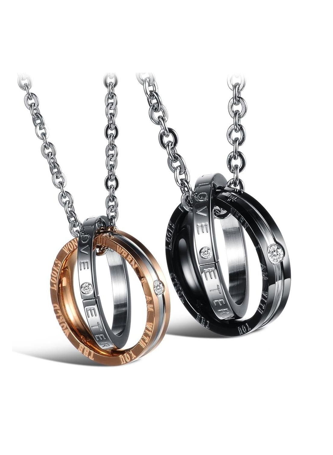 Matching Necklace For Couples Titanium Promise Love Stainless Steel Pendant Necklaces for Him, Her Jewelry Set Gifts Anniversary