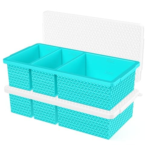 Silicone Freezer Trays with Lid (2-Pack), 1-Cup & 2-Cup Silicone Freezer Molds, Stackable Soup Cubes Freezer Tray with Lid for Portion Control,Food Storage & Meal Prep, Oven & Dishwasher Safe