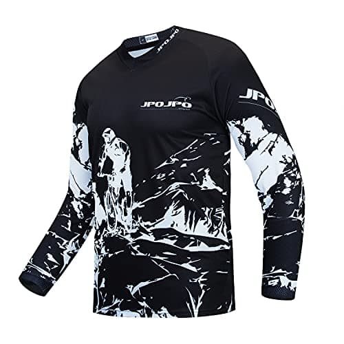 Weimostar Kids Cycling Jersey Long Sleeve Child Boy Girl Motocross T Shirt Mountain Bike Bicycle Clothes White Black Size YL