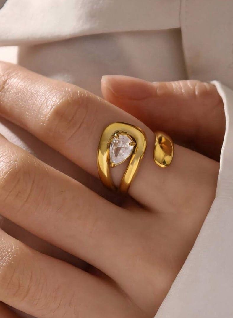 Stainless Steel Gold Plated Ring For Women One Size