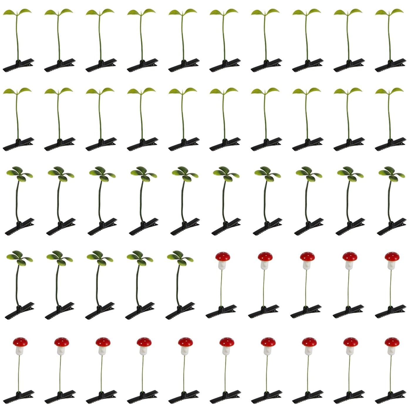 50pcs Bean Sprout Hair Clips FourLeave Clover Mushroom Funny Plant Hair Clips Cute Headwear Hair Accessories for Kids Girls Women Home School Party Supplies